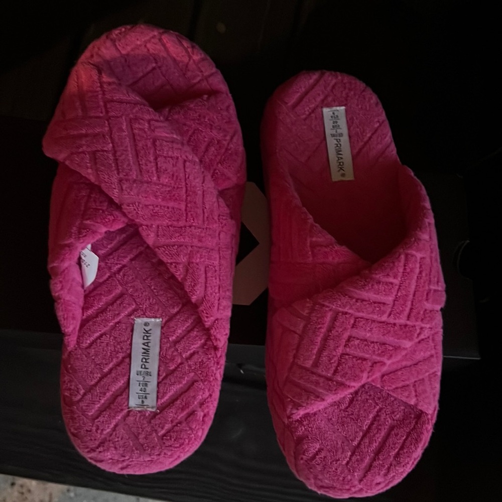 pink terry cloth slippers